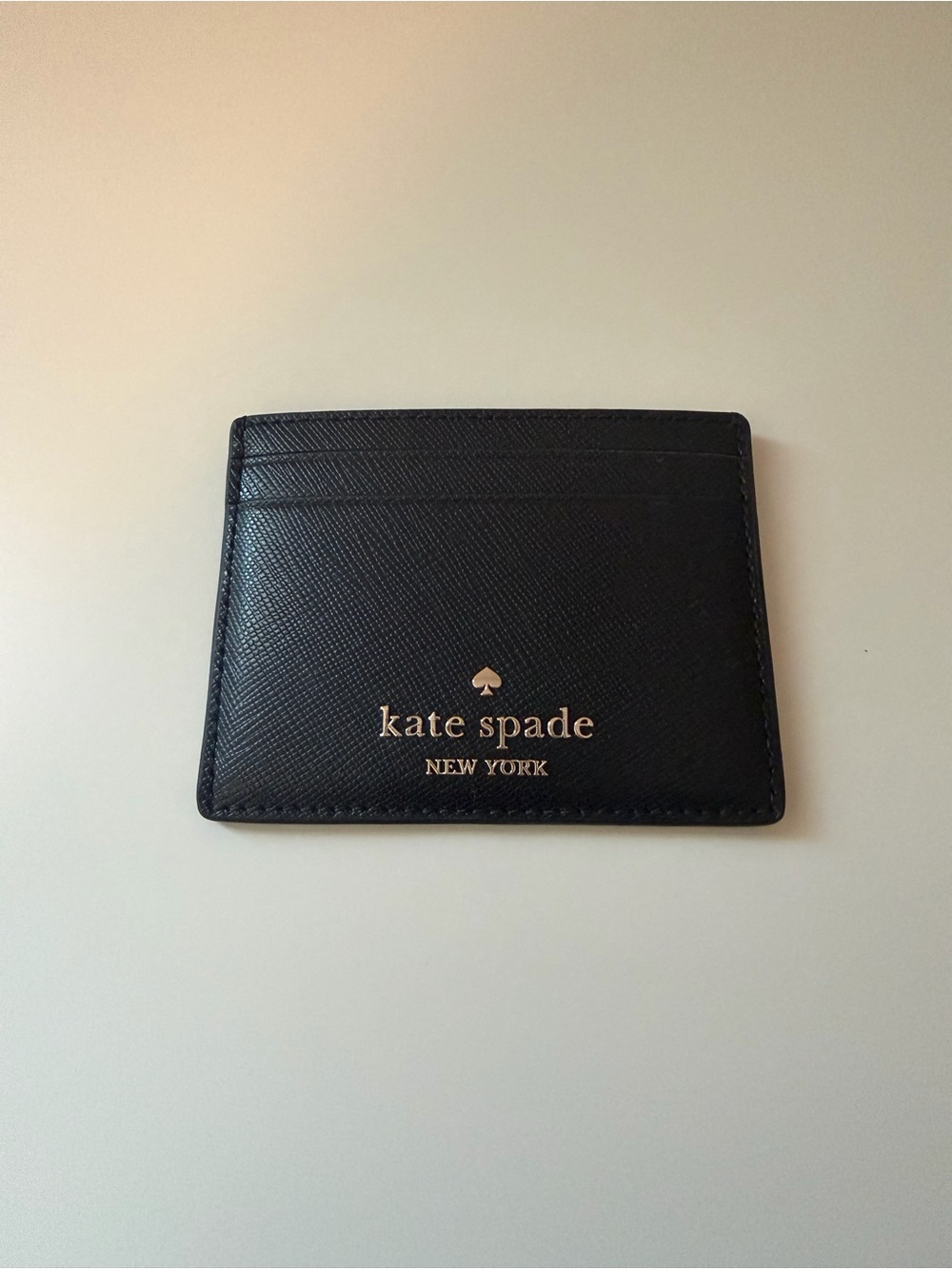 kate spade Black Card Holder with Gold Logo